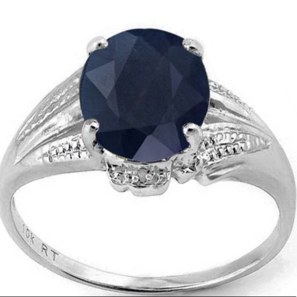 Black Sapphire and diamond ring